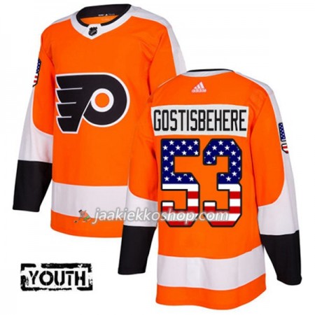 Lapsille NHL Philadelphia Flyers Pelipaita Shayne Gostisbehere 53 Adidas 2017-2018 Oranssi USA Flag Fashion Authentic